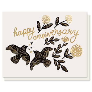 Anniversary Birds Foil Card By Paper Parasol Press