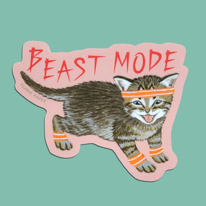 Beast Mode Kitten Sticker By Yeppie Paper