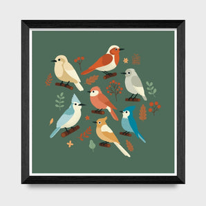 Birds & Berries 8x8 Print By Lucky Sprout Studio