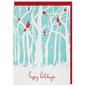 SALE - Birds In Woods Holiday Card By Smudge Ink