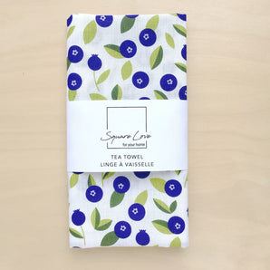 Blueberries Linen-Cotton Tea Towel By Square Love