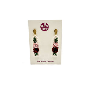 Blush & Burgundy Floral Drop Earrings By Pink Mallow