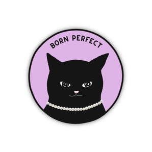 Born Perfect Black Cat Sticker By foonie