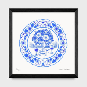 Dinner Table Still Life Delftware 8x8 Print By Midnight Oil