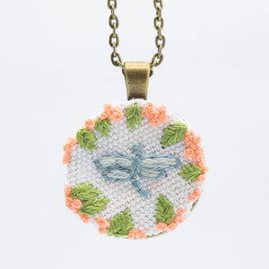 Dragonfly Embroidered Necklace By Black Pearl Embroidery