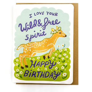 Free Spirit Birthday Card By Wolf & Wren Press