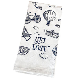 Getting Lost Land Air & Sea Tea Towel By The Far Away Shop