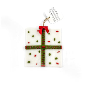 SALE - Glass Holiday Present Ornament (various designs)