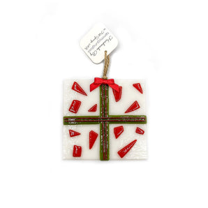 SALE - Glass Holiday Present Ornament (various designs)