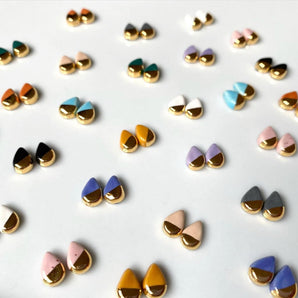 Gold Accent Teardrop Studs (various colours) By Ellie Parker