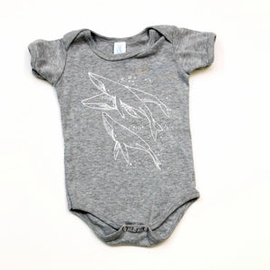 Grey Whales Short Sleeve Onesie By Poison Pear