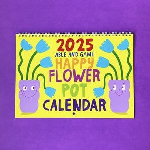 SALE - Happy Flower Pot 2025 Wall Calendar By Able and Game