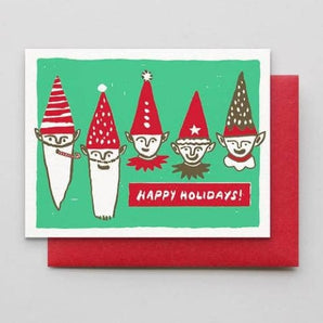 SALE - Happy Holiday Elves Card By Hammerpress