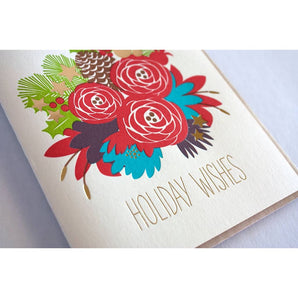 SALE - Holiday Bouquet Foil Card By Fugu Press