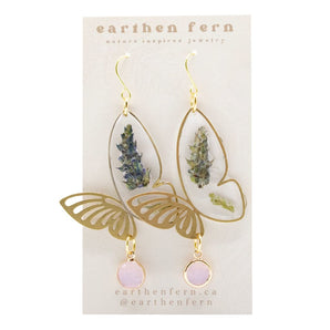 Lavender Butterfly Dangle Resin Earrings By Earthen Fern