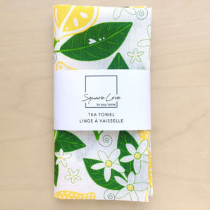 Lemons Linen-Cotton Tea Towel By Square Love