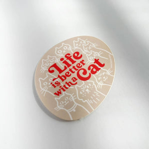 Life Is Better Cat Sticker By Paper Parasol Press