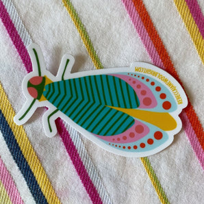 Little Goldie Beetle Sticker By Rebecca Jane Woolbright