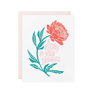 SALE - Peony For Your Thoughts Card By Friendly Fire Paper