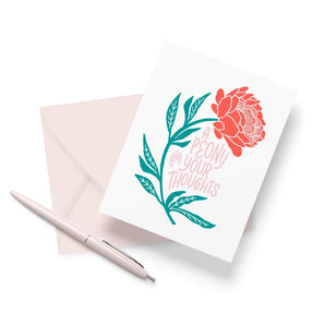 SALE - Peony For Your Thoughts Card By Friendly Fire Paper