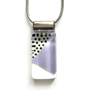 Rectangle Lilac Retro Handpainted Glass Pendant By Azurine