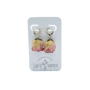 Rosebud Resin Hoop Earrings (various designs) By Lisa’s