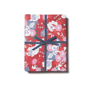 Ruby Red Flower Gift Wrap Sheet By Cap Cards