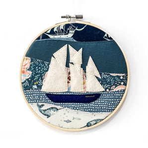 Sailboat Stitched Hoop Art (various designs) By The Yellow