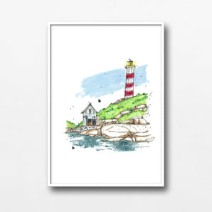 Sambro Island Lighthouse 11x14 Print By Downtown Sketcher