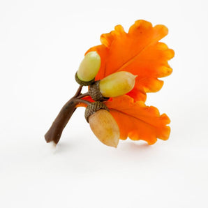 Sculpted Acorn & Oak Leaf Brooch By Yuliia Khovbosha