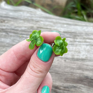 Sculpted Four Leaf Clover Stud Earrings By Yuliia Khovbosha