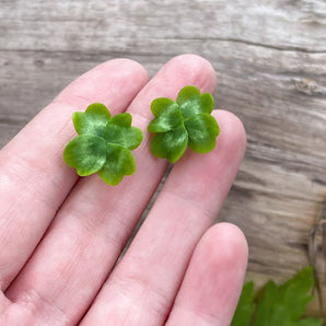 Sculpted Four Leaf Clover Stud Earrings By Yuliia Khovbosha