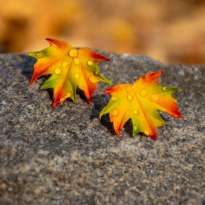 Sculpted Maple Leaf Stud Earrings By Yuliia Khovbosha