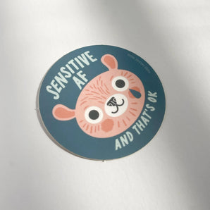 Sensitive AF Bear Sticker By Paper Parasol Press