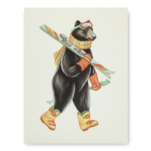 SALE - Skiing Bear Card By Amelie Legault Illustration