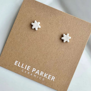 White Snowflake Studs By Ellie Parker