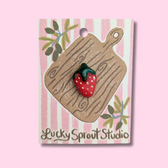 Strawberry Clay Pin By Lucky Sprout Studio