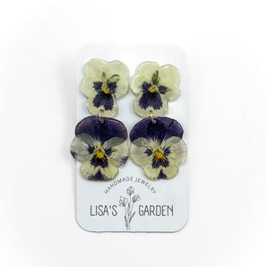 Viola Stud Resin Dangle Earrings (various colours)