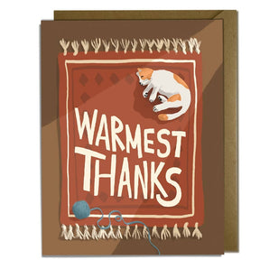 Warmest Thanks Cat Card By Kat French Design