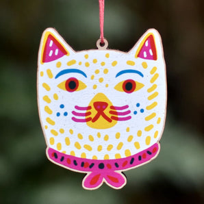 Wooden Cat Ornament By The Printed Peanut