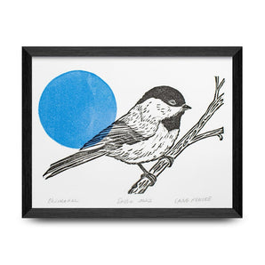 Chickadee 5x7 Block Print By Sang d’Encre