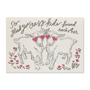 Crazy Kids Wedding Card By Wolf & Wren Press