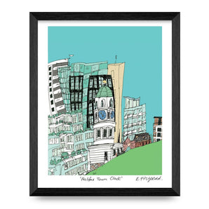 EF Halifax Town Clock 8.5x11 Print By Emma FitzGerald Art &