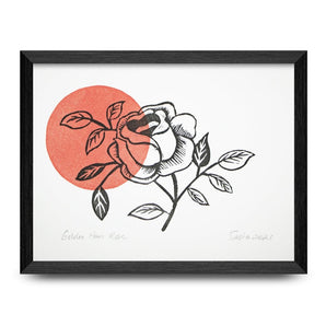 Golden Hour Rose 5x7 Block Print By Sang d’Encre