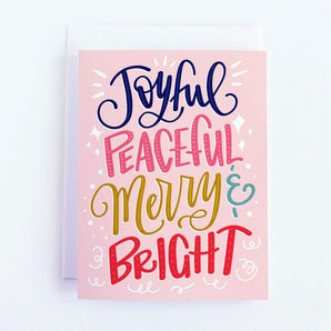 SALE - Joyful Peaceful Merry & Bright Card By Pedaller