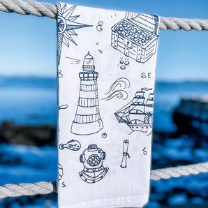 Maritime Collage Tea Towel By The Far Away Shop