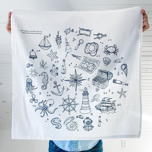 Maritime Collage Tea Towel By The Far Away Shop