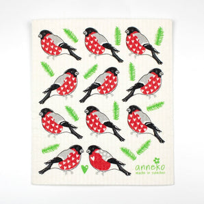 Red Birds Swedish Dish Cloth By Square Love