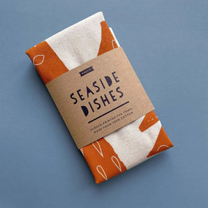 Seaside Dishes Screen Printed Tea Towel By Kautzi