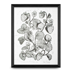 Strawberry Field 9x12 Block Print By Sang d’Encre